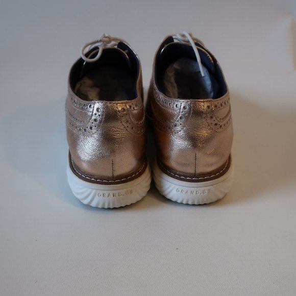 Womens Cole Haan Grand Evolution Rose Gold Laced Brogue Leather Shoes 8.5 * - Picture 5 of 13